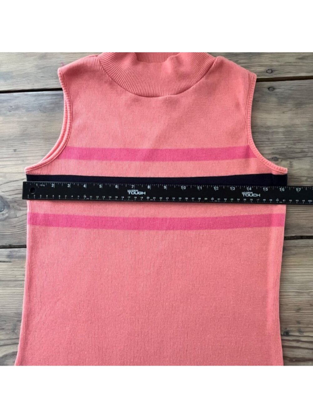 Mountain Lake Mock Neck Sleeveless Sweater Womens S Peach Stripe Ribbed 90s - Picture 4 of 5